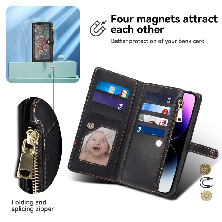 For Google Pixel 8A ESEBLE Star Series Lanyard Zipper Wallet RFID Leather Case(Black)