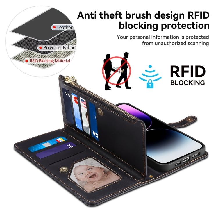 For Google Pixel 8A ESEBLE Star Series Lanyard Zipper Wallet RFID Leather Case(Black)
