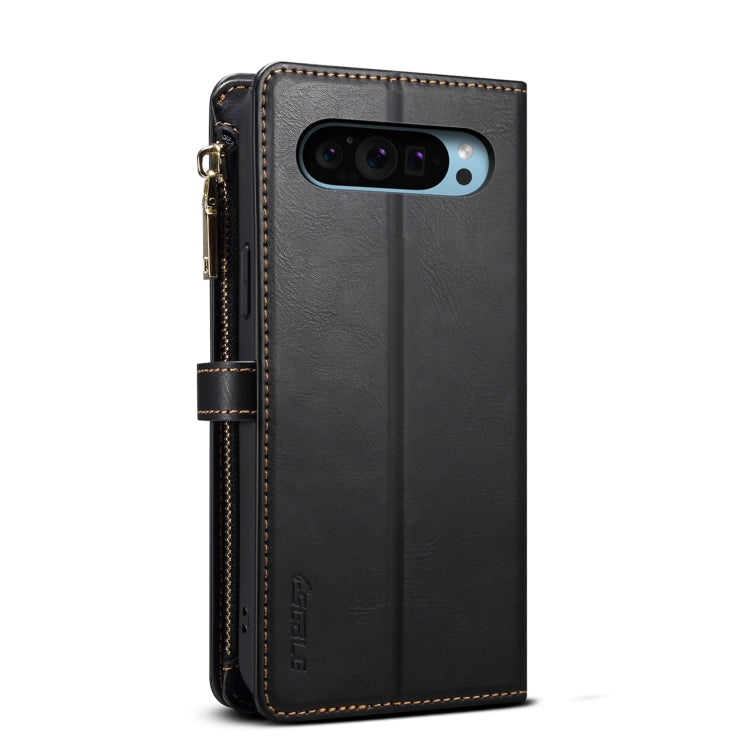 For Google Pixel 9 / 9 Pro ESEBLE Star Series Lanyard Zipper Wallet RFID Leather Case(Black)