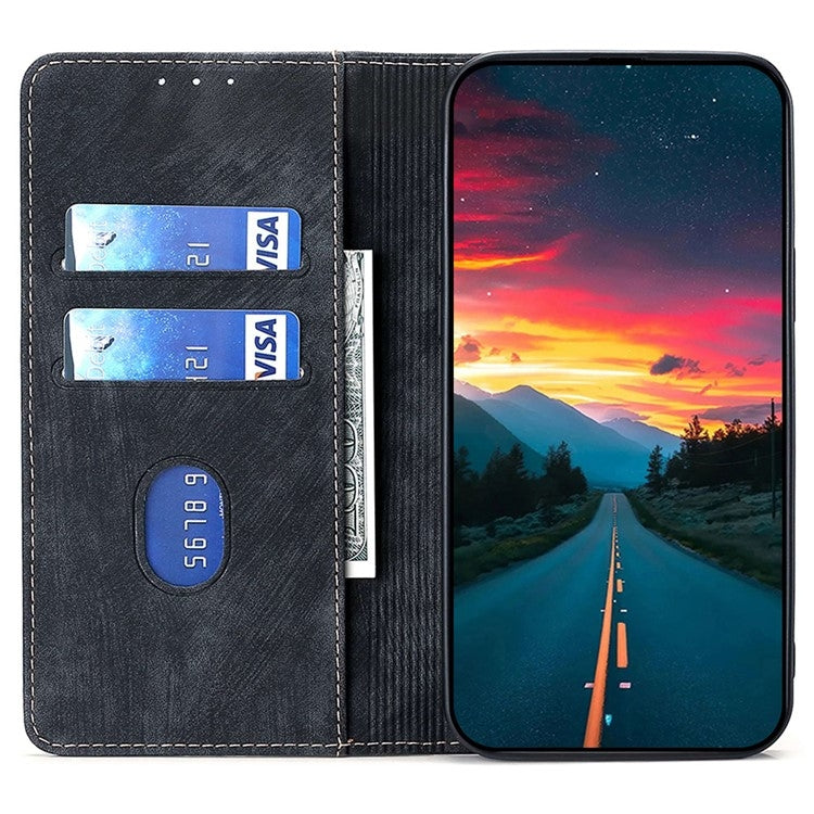 For Honor Magic6 Pro RFID Anti-theft Brush Magnetic Leather Phone Case(Black)