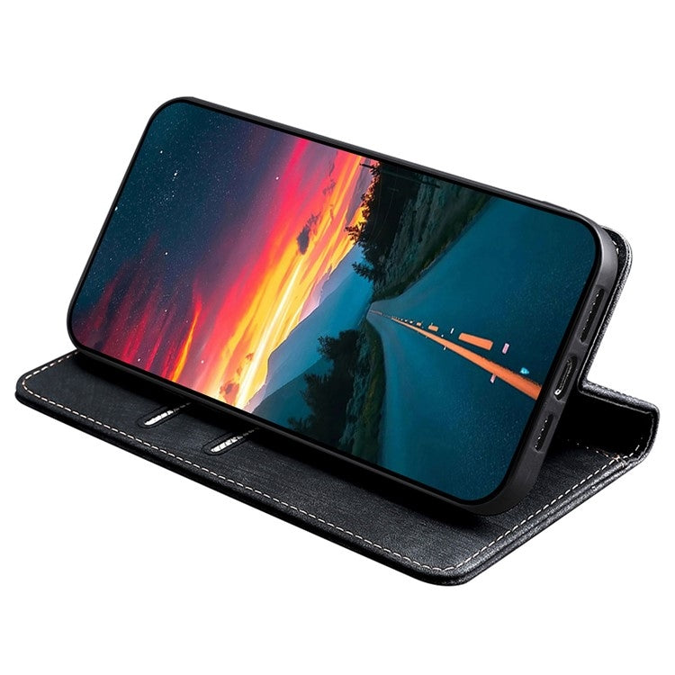 For Honor Magic6 Pro RFID Anti-theft Brush Magnetic Leather Phone Case(Black)