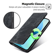 For Honor Magic6 Pro RFID Anti-theft Brush Magnetic Leather Phone Case(Black)