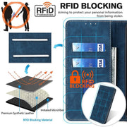 For Honor Magic6 Pro RFID Anti-theft Brush Magnetic Leather Phone Case(Blue)