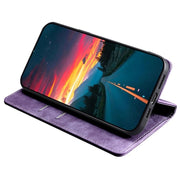 For Honor Magic6 Pro RFID Anti-theft Brush Magnetic Leather Phone Case(Purple)