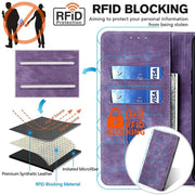 For Honor Magic6 Pro RFID Anti-theft Brush Magnetic Leather Phone Case(Purple)