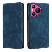 For Huawei Pura 70 RFID Anti-theft Brush Magnetic Leather Phone Case(Blue)