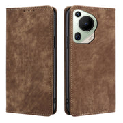 For Huawei Pura 70 Ultra RFID Anti-theft Brush Magnetic Leather Phone Case(Brown)
