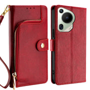 For Huawei Pura 70 Ultra 5G Zipper Bag Leather Phone Case(Red)