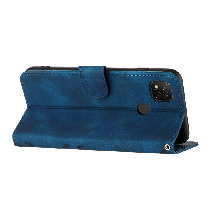 For Xiaomi Redmi 9C/9C NFC/Poco C3 Line Pattern Skin Feel Leather Phone Case(Royal Blue)