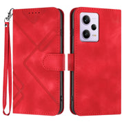 For Xiaomi Redmi Note 12 Pro+ 4G/5G Global Line Pattern Skin Feel Leather Phone Case(Red)