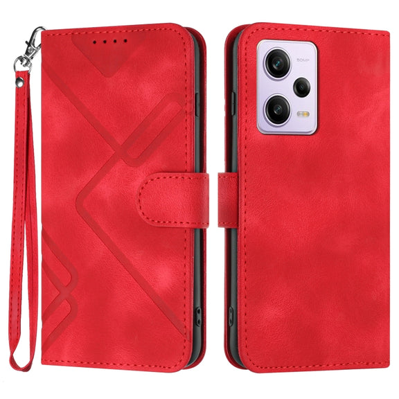 For Xiaomi Redmi Note 12 Pro+ 4G/5G Global Line Pattern Skin Feel Leather Phone Case(Red)