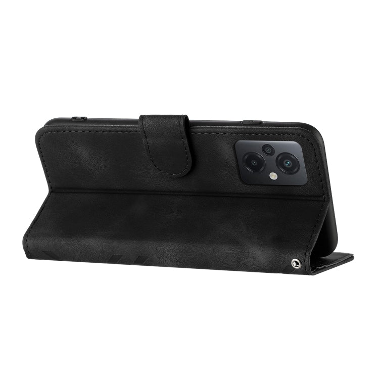 For Xiaomi Poco M5 Line Pattern Skin Feel Leather Phone Case(Black)