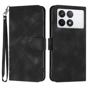 For Xiaomi Redmi K70 Line Pattern Skin Feel Leather Phone Case(Black)
