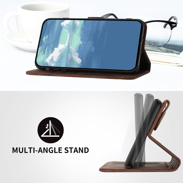 For Xiaomi Redmi K70 Line Pattern Skin Feel Leather Phone Case(Coffee)