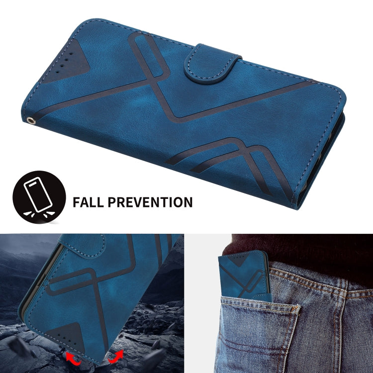 For Xiaomi Redmi K70E Line Pattern Skin Feel Leather Phone Case(Royal Blue)