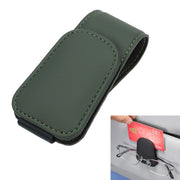 Car Sun Visor Glasses Holder Multifunctional Card Clip Storage Rack(Dark Green)