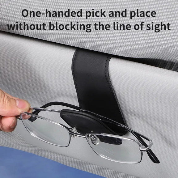Car Sun Visor Glasses Holder Multifunctional Card Clip Storage Rack(Creamy Yellow)