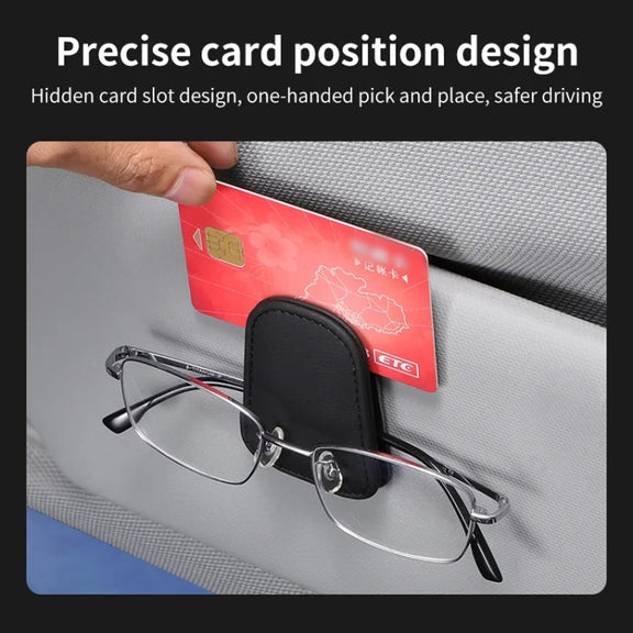 Car Sun Visor Glasses Holder Multifunctional Card Clip Storage Rack(Creamy Yellow)