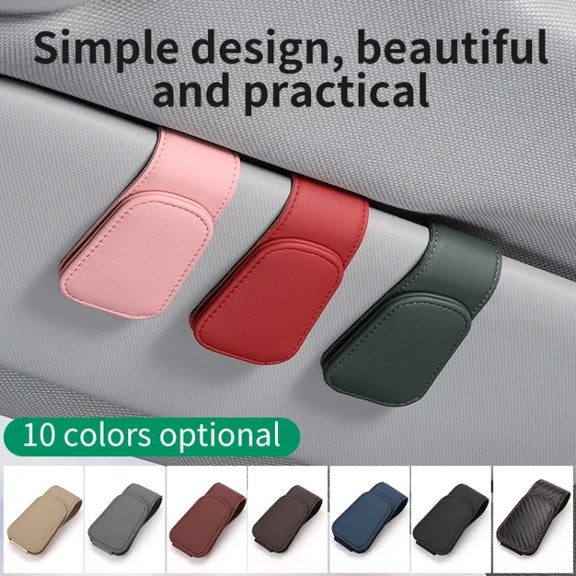 Car Sun Visor Glasses Holder Multifunctional Card Clip Storage Rack(Creamy Yellow)