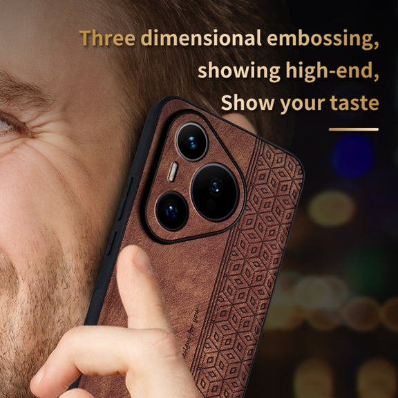 For Huawei Pura 70 AZNS 3D Embossed Skin Feel Phone Case(Black)