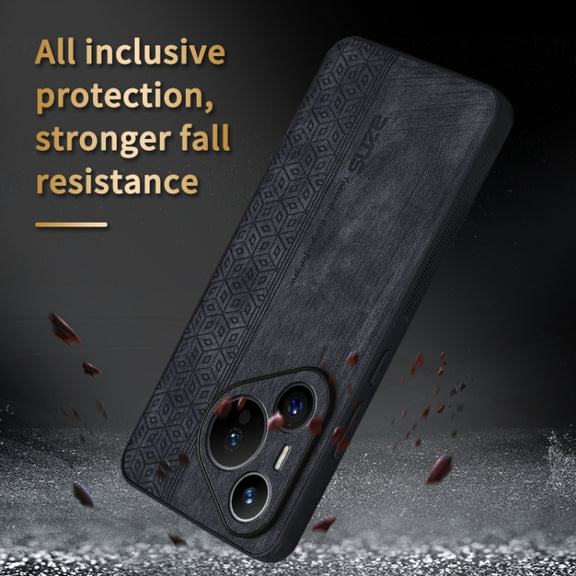 For Huawei Pura 70 AZNS 3D Embossed Skin Feel Phone Case(Black)