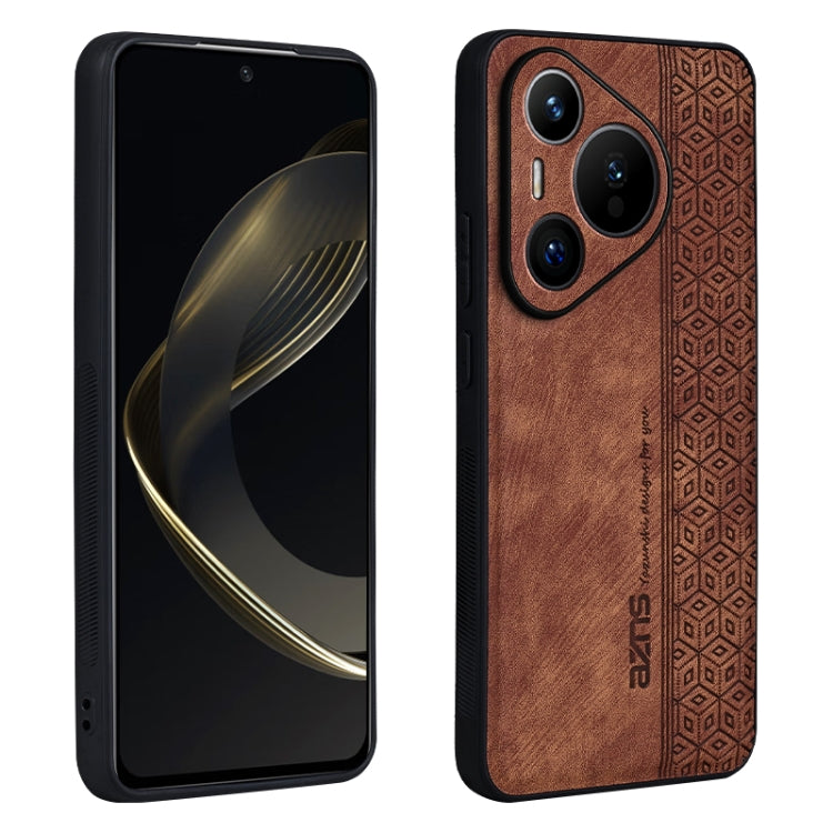 For Huawei Pura 70 AZNS 3D Embossed Skin Feel Phone Case(Brown)