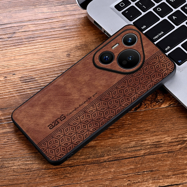 For Huawei Pura 70 AZNS 3D Embossed Skin Feel Phone Case(Brown)