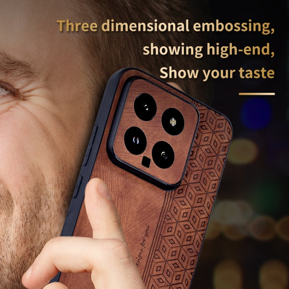 For Xiaomi 14 AZNS 3D Embossed Skin Feel Phone Case(Black)