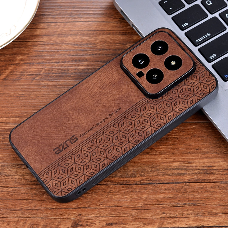 For Xiaomi 14 AZNS 3D Embossed Skin Feel Phone Case(Brown)