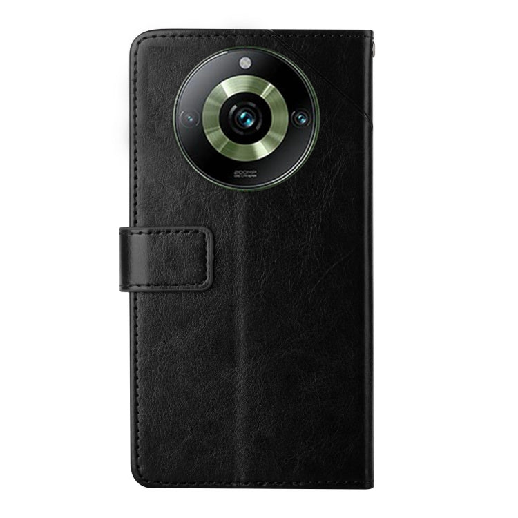 For Realme 11 Pro 5G / 11 Pro+ 5G HT01 Y-shaped Pattern Flip Leather Phone Case(Black)