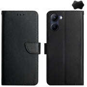 For vivo Y03 4G Genuine Leather Fingerprint-proof Flip Phone Case(Black)