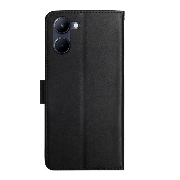 For vivo Y03 4G Genuine Leather Fingerprint-proof Flip Phone Case(Black)