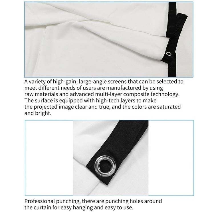 Simple Folding Thin Polyester Projector Film Curtain, Size:180 inch 16:9
