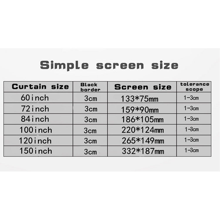 Simple Folding Thin Polyester Projector Film Curtain, Size:150 inch 16:9