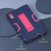 For Lenovo Tab M9 / TB-310FU Contrast Color Silicone Hybrid PC Tablet Case with Holder(Navy Blue Rose Red)
