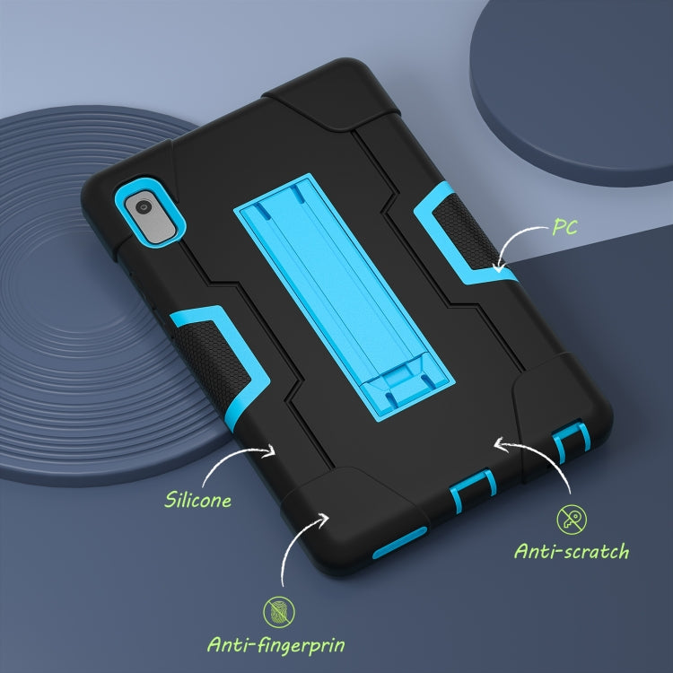 For Lenovo Tab M9 / TB-310FU Contrast Color Silicone Hybrid PC Tablet Case with Holder(Black Blue)