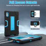 For Lenovo Tab M9 / TB-310FU Contrast Color Silicone Hybrid PC Tablet Case with Holder(Black Blue)