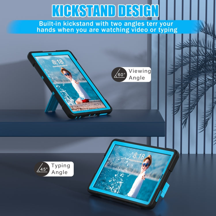 For Lenovo Tab M9 / TB-310FU Contrast Color Silicone Hybrid PC Tablet Case with Holder(Black Blue)