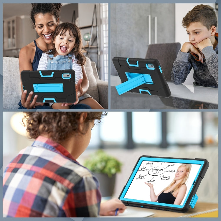 For Lenovo Tab M9 / TB-310FU Contrast Color Silicone Hybrid PC Tablet Case with Holder(Black Blue)