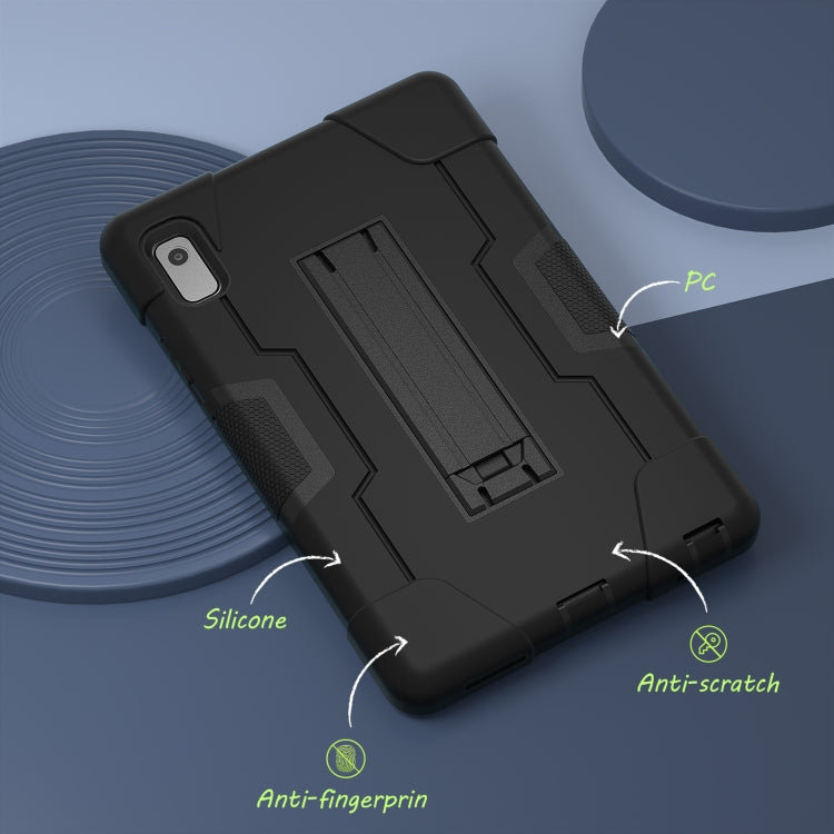 For Lenovo Tab M9 / TB-310FU Contrast Color Silicone Hybrid PC Tablet Case with Holder(Black)