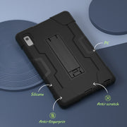 For Lenovo Tab M9 / TB-310FU Contrast Color Silicone Hybrid PC Tablet Case with Holder(Black)