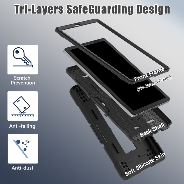 For Lenovo Tab M9 / TB-310FU Contrast Color Silicone Hybrid PC Tablet Case with Holder(Black)