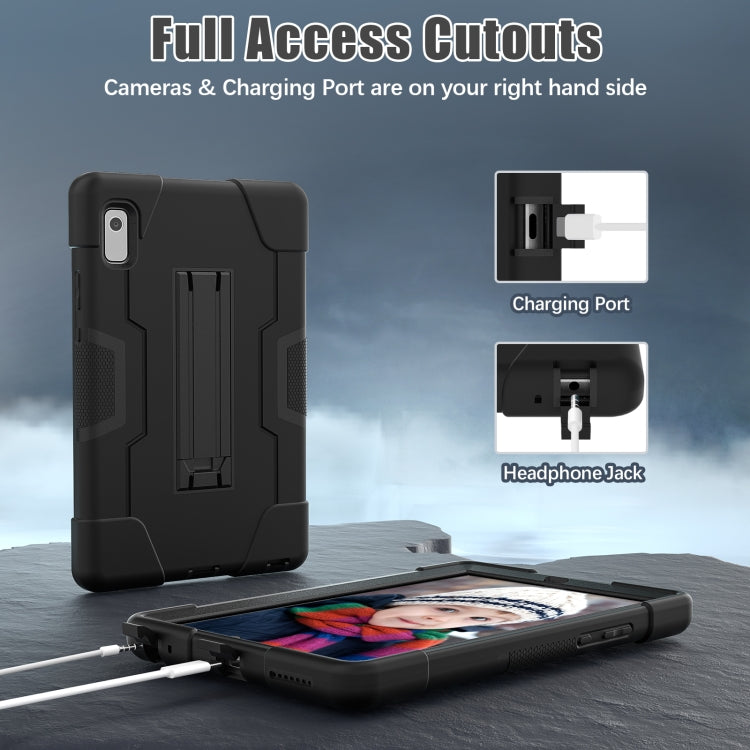 For Lenovo Tab M9 / TB-310FU Contrast Color Silicone Hybrid PC Tablet Case with Holder(Black)