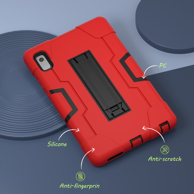For Lenovo Tab M9 / TB-310FU Contrast Color Silicone Hybrid PC Tablet Case with Holder(Red Black)