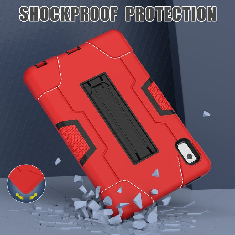For Lenovo Tab M9 / TB-310FU Contrast Color Silicone Hybrid PC Tablet Case with Holder(Red Black)