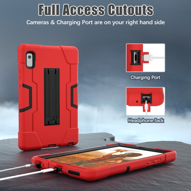 For Lenovo Tab M9 / TB-310FU Contrast Color Silicone Hybrid PC Tablet Case with Holder(Red Black)