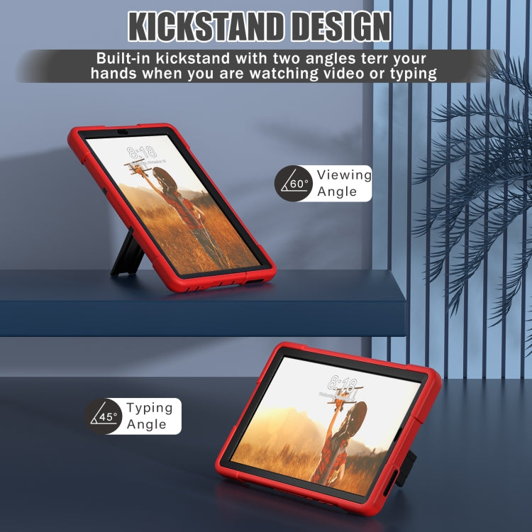 For Lenovo Tab M9 / TB-310FU Contrast Color Silicone Hybrid PC Tablet Case with Holder(Red Black)