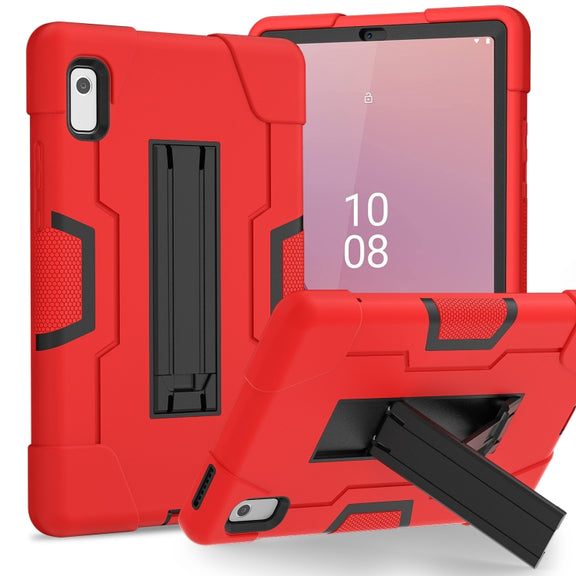 For Lenovo Tab M9 / TB-310FU Contrast Color Silicone Hybrid PC Tablet Case with Holder(Red Black)