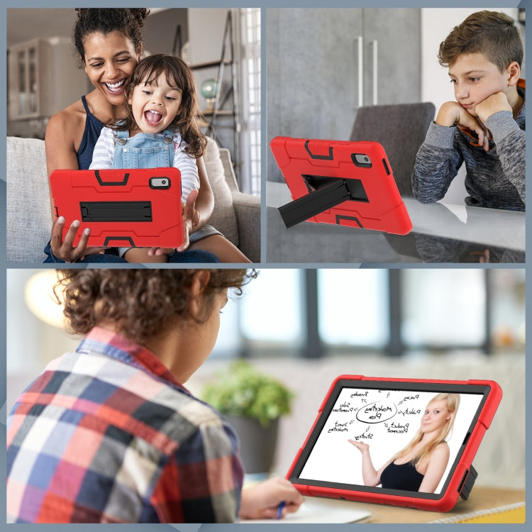For Lenovo Tab M9 / TB-310FU Contrast Color Silicone Hybrid PC Tablet Case with Holder(Red Black)