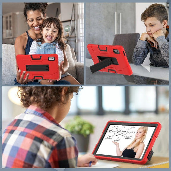 For Lenovo Tab M9 / TB-310FU Contrast Color Silicone Hybrid PC Tablet Case with Holder(Red Black)
